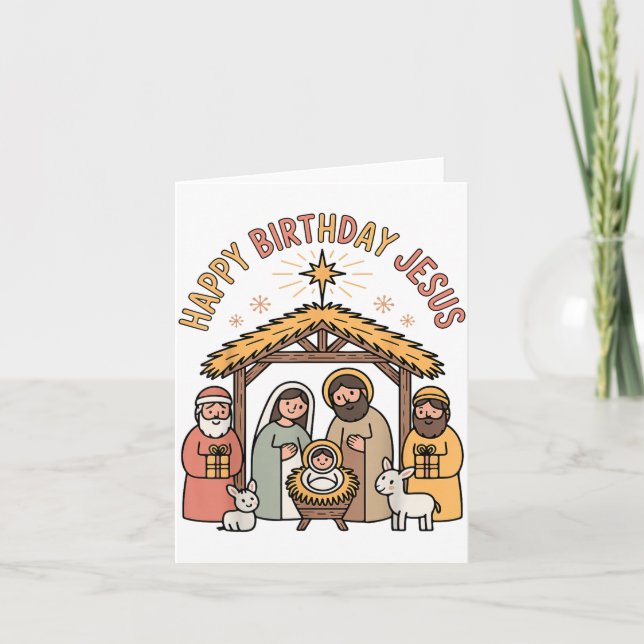 Carte Happy Birthday Jesus Christmas Christian Outfit To (Devant)