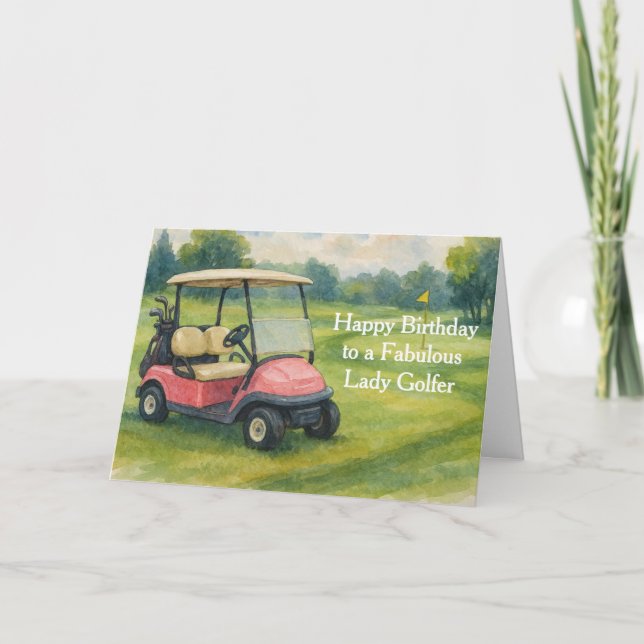 Carte Happy Birthday Lady Golfer  (Devant)