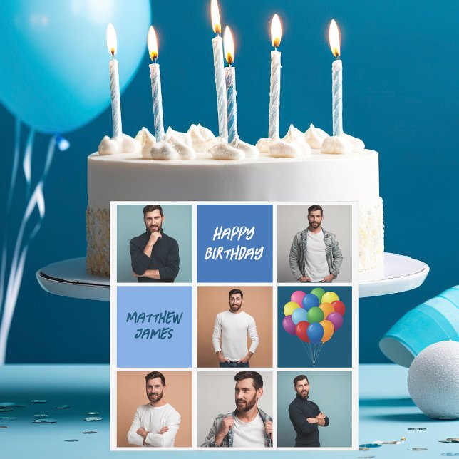 Carte Happy Birthday Mens Photo Collage Personnalisé (Créateur téléchargé)
