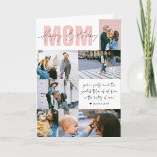 Carte Happy Birthday Mom   Modern 7 Photo Collage