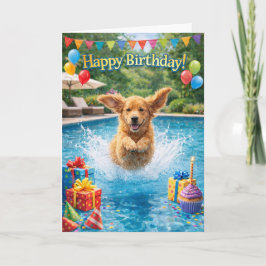 Carte Happy Birthday Puppy Plunge Pool Party 