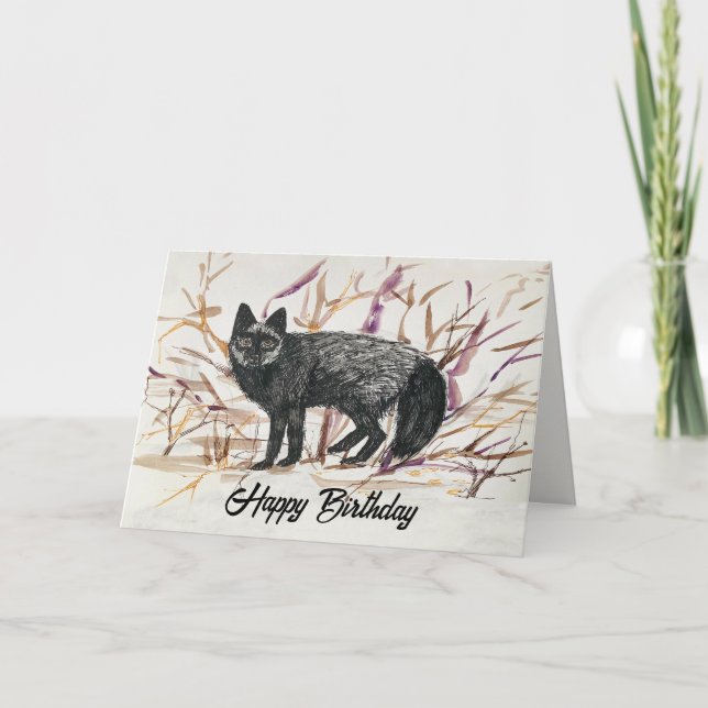 Carte Happy Birthday Silver Fox Wildlife (Devant)