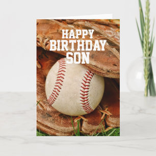 Carte Happy Birthday Son Baseball and Old Mitt
