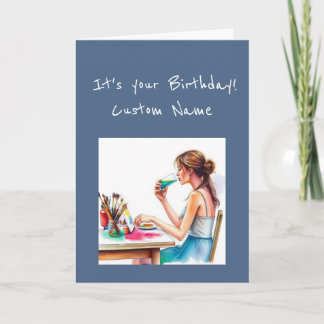 Carte Happy Birthday  Special Watercolor Artist Humor