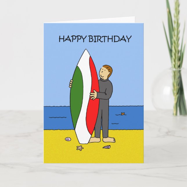 Carte Happy Birthday Surfer Boy (Devant)