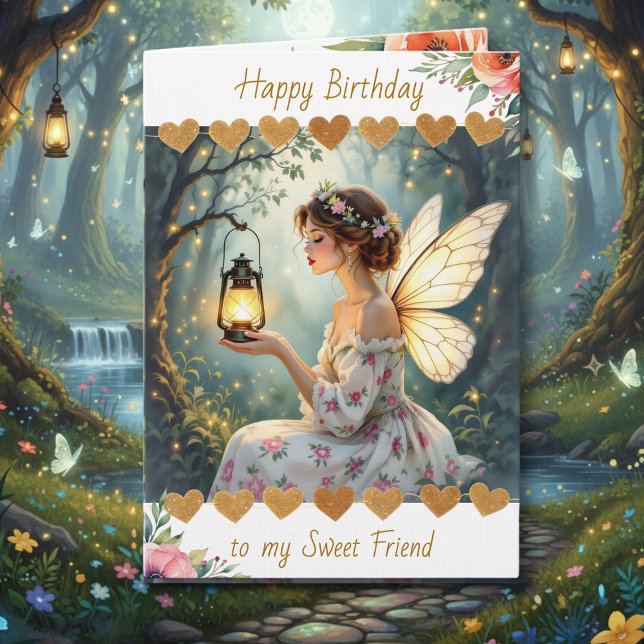 Carte Happy Birthday Sweet Friend | Fairy Themed (Créateur téléchargé)