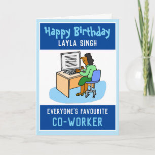 Carte Happy Birthday to a Female Asian Office Colleague