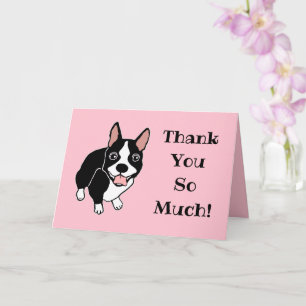 Carte Happy Boston Terrier Merci tant de voeux