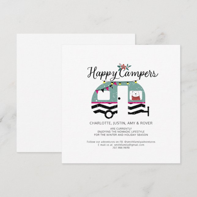 Carte Happy Campers Christmas Moving (Devant / Derrière)