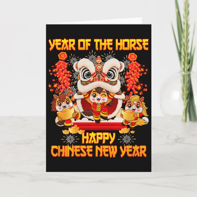 Carte Happy Chinese New Year 2026 Year Of The Horse Kid  (Devant)