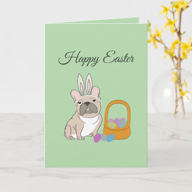 Carte Happy Easter, dog (Fleur jaune)