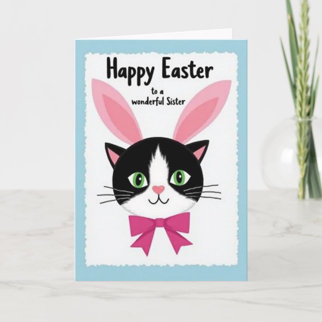 Carte Happy Easter Sister Cat Card (Devant)