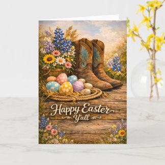 Carte Happy Easter Y’all Boots & Wildflowers Card