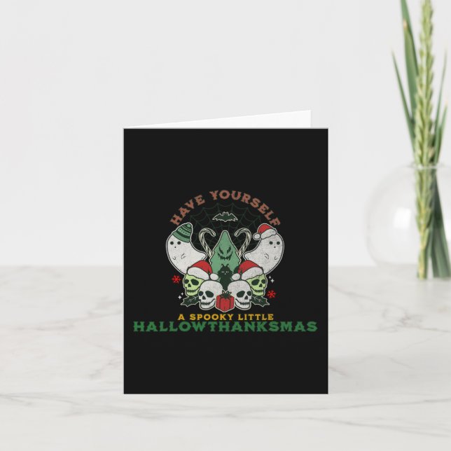 Carte Happy Éffrayant HallowThanksMas Halloween Noël F (Devant)