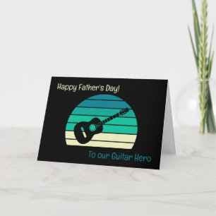 Carte Happy Fête des pères Retro Guitare Hero Papa thème