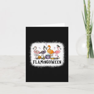 Carte Happy Flamingoween Flamant rose rose Halloween Ske