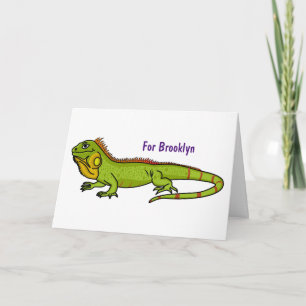 Carte Happy green iguana cartoon