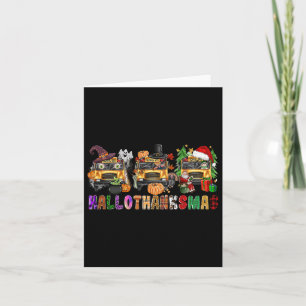 Carte Happy Hallothanksmas School Bus Halloween Joyeux C