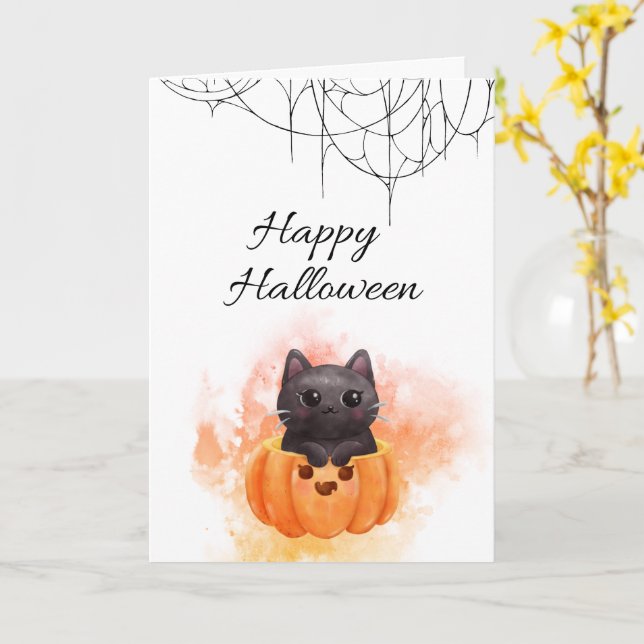 Carte Happy Halloween Card - Conception Éffrayante (Fleur jaune)