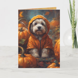 Carte Happy Halloween chiot et Citrouille, mignon chien