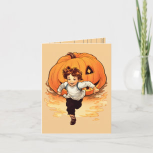 Carte Happy Halloween Citrouille, Happy Young Boy
