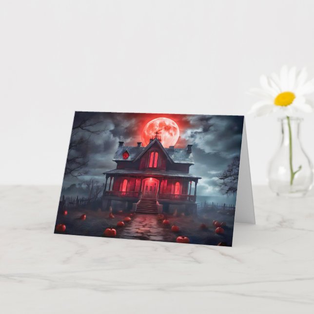 Carte Happy Halloween Éffrayant Haunted House (Petite plante)
