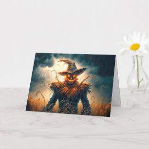 Carte Happy Halloween Éffrayant Scarecrow