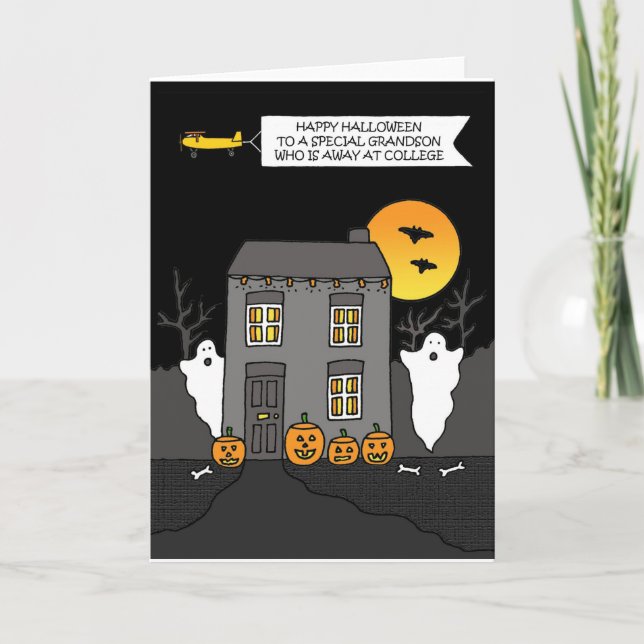 Carte Happy Halloween Grandson Away à l'université (Devant)