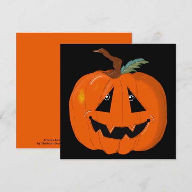 Carte Happy Halloween Jack-o'-lantern Illustration Art (Devant / Derrière)