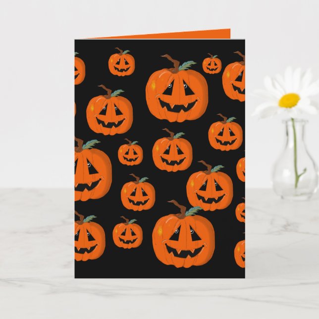 Carte Happy Halloween Jack-o'-lantern Illustration Art (Petite plante)
