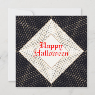 Carte Happy Halloween Noir Rouge élégant art déco classe