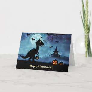 Carte Happy Halloween Trick ou le traitement mignon Dino