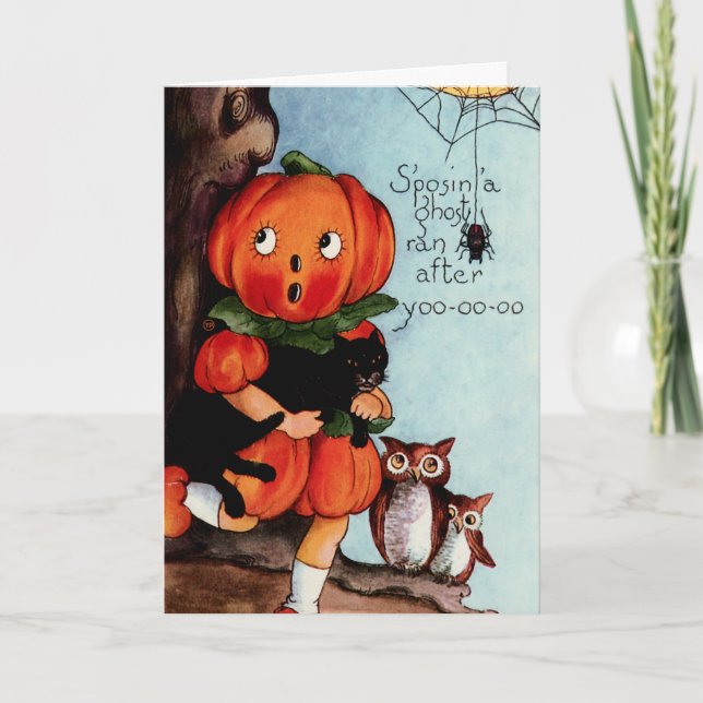 Carte Happy Halloween Vintage illustration (Devant)