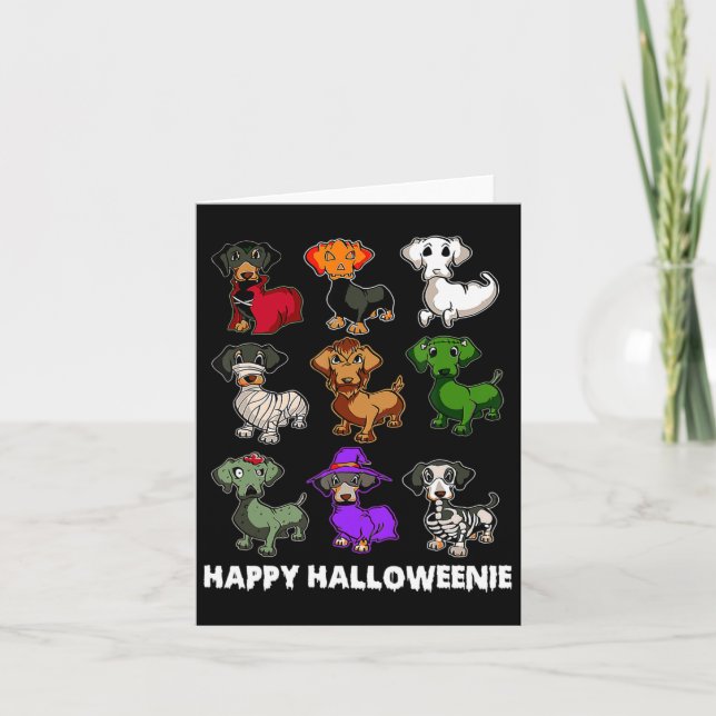 Carte Happy Halloweenie Dachshund Dachshund Halloween Gi (Devant)