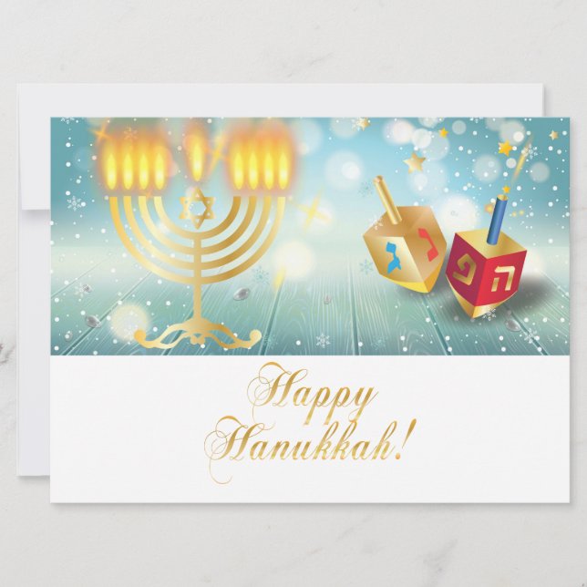 Carte Happy Hanoukka Festival Gold Menorah Lumières (Devant)