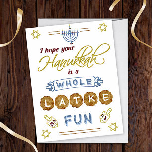 Carte Happy Hanoukka tout Latke Fun drôle sur mesure