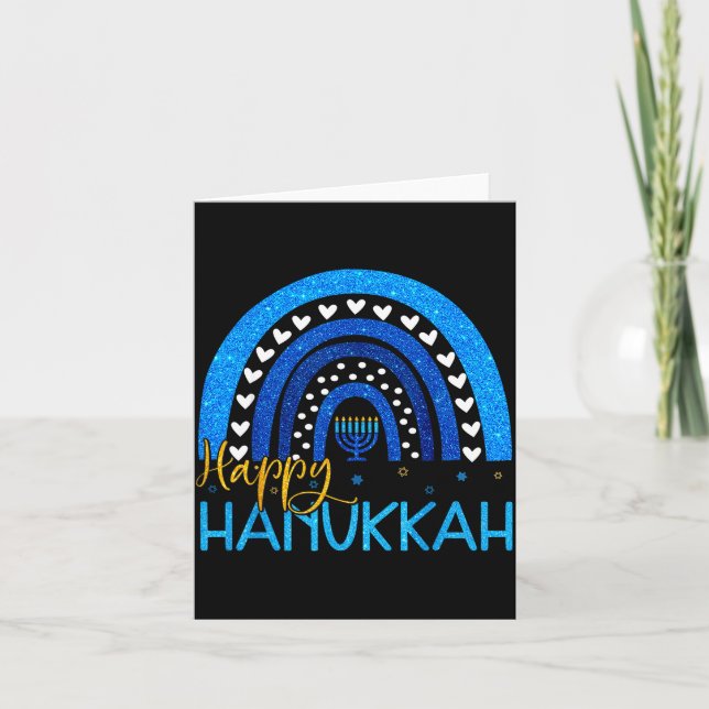Carte Happy Hanukkah Menorah Rainbow Jewish Gift Women K (Devant)