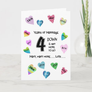 Carte Happy Hearts 4e anniversaire