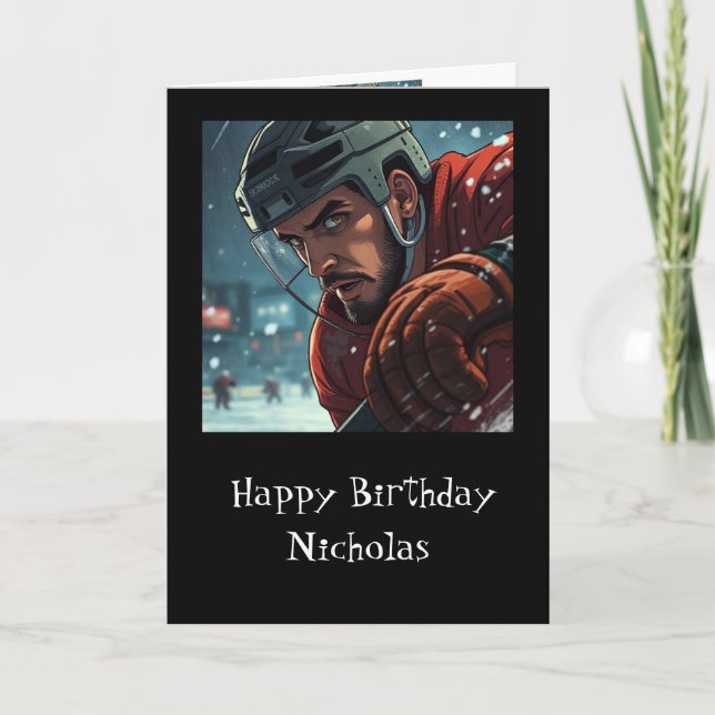 Carte Happy Hockey Anniversaire Fun Humour (Devant)