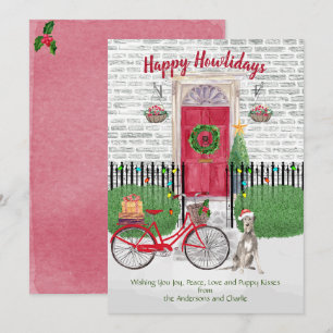 Carte Happy Holiday Irish Wolfhound Bicycle Porte rouge
