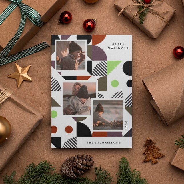 Carte HAPPY HOLIDAY MODERN COLLAGE Ajouter votre photo (Créateur téléchargé)