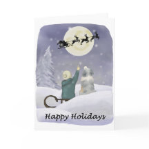 Happy Holidays Card with Australian Shepherd