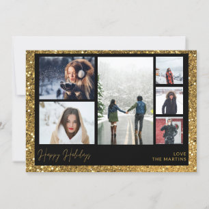 Carte Happy Holidays Faux Gold Parties scintillant Multi