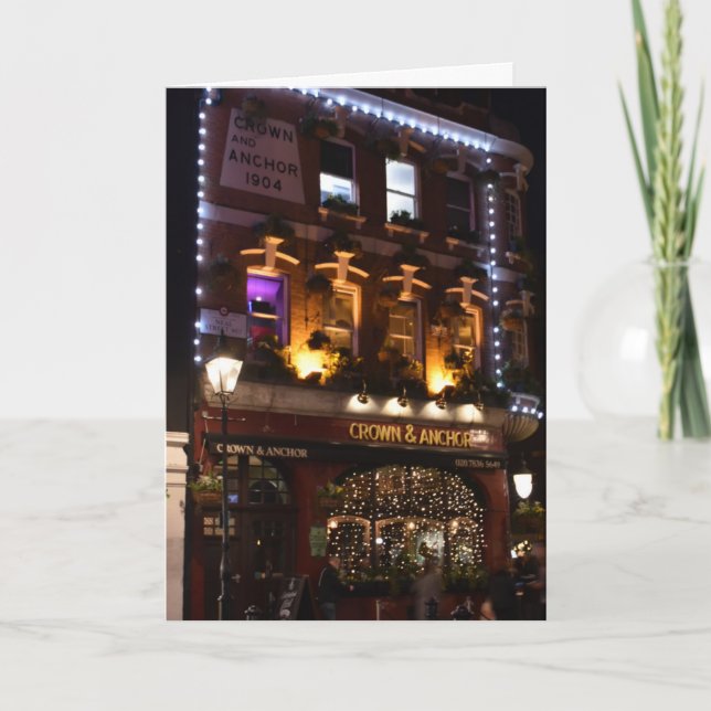 Carte Happy Holidays London UK Christmas Lights Pub (Devant)