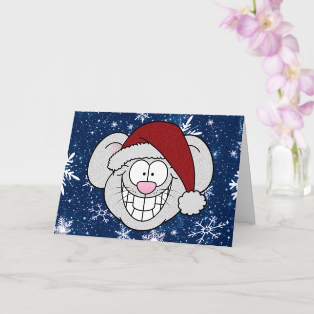 Carte Happy Holidays Merry Christmas Santa Mouse (Orchidée)