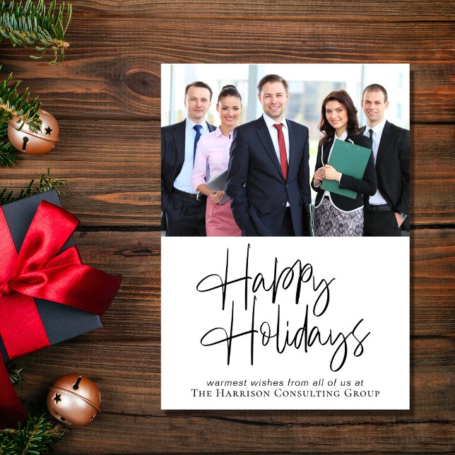 Carte Happy Holidays Photo Corporate Logo Card Christmas (Spread warmth, appreciation, and gratitude to your valued customers, clients, employees and partners)
