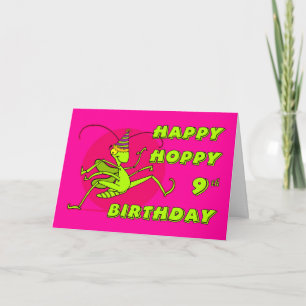 Carte Happy Hoppy 9e anniversaire avec Grasshopper et Ca