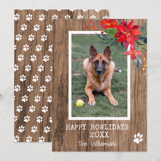 Carte Happy Howliday Chien photo (Devant / Derrière)
