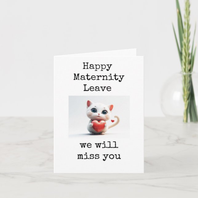 Carte Happy Maternity Leave Card, Cute Kitten, Heart (Devant)