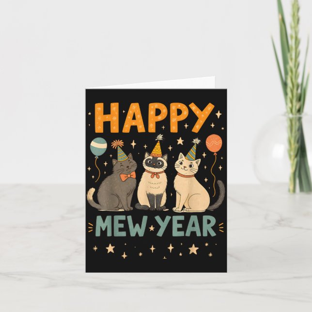 Carte Happy Mew Year Cat Party  (Devant)